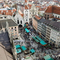 Aerial view of Marienplatz Christmas market